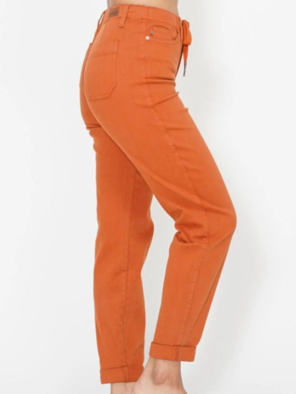 Judy Blue Garment Dyed Auburn Orange Double Cuff Jogger Jeans Size 11/30 - Picture 4 of 14